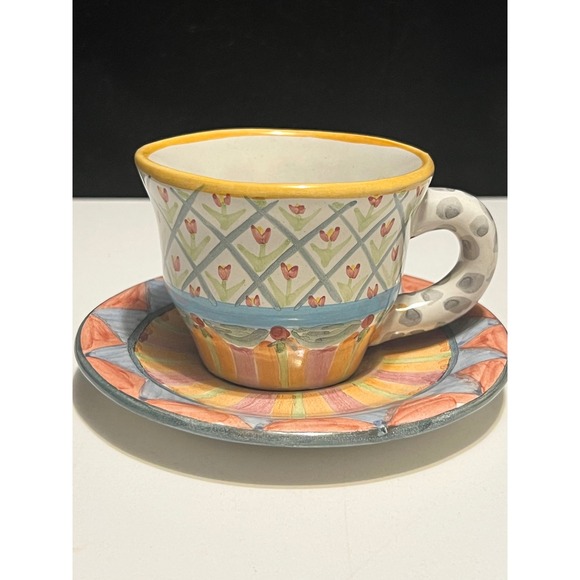 Mackenzie Childs Victoria and Richard Cup and Saucer High Tea Decor - Picture 1 of 10